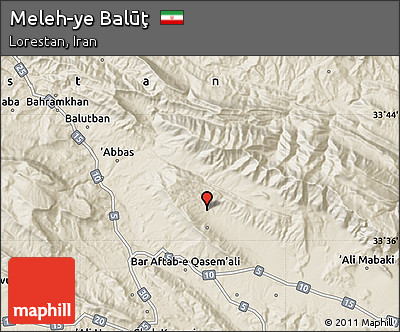 Shaded Relief Map of Meleh-ye Balūţ