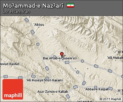 Shaded Relief Map of Moḩammad-e Naz̧arī