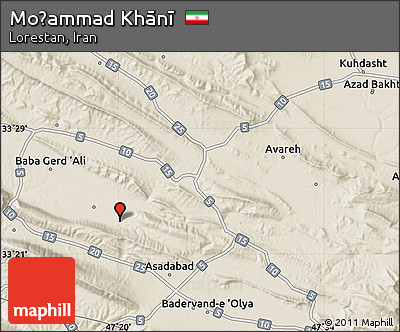 Shaded Relief Map of Moḩammad Khānī