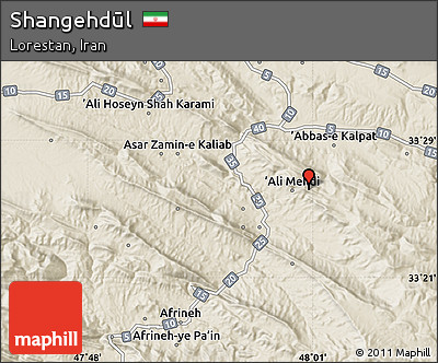 Shaded Relief Map of Shangehdūl