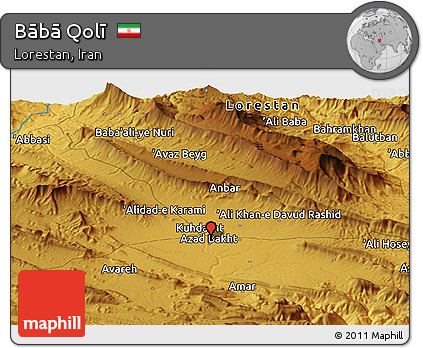 Physical Panoramic Map of Bābā Qolī