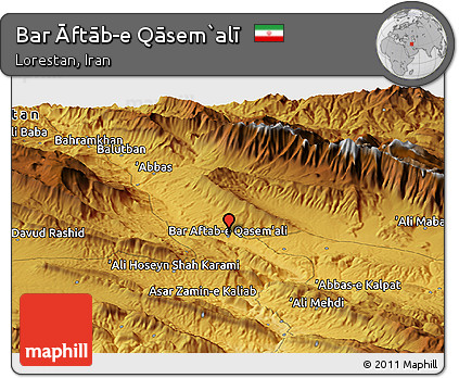 Physical Panoramic Map of Bar Āftāb-e Qāsem`alī