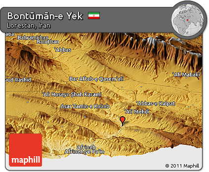 Physical Panoramic Map of Bontūmān-e Yek