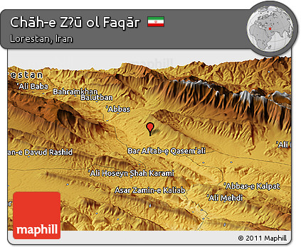 Physical Panoramic Map of Chāh-e Z̄ū Ol Faqār