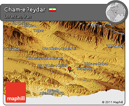 Physical Panoramic Map of Cham-e Ḩeydar