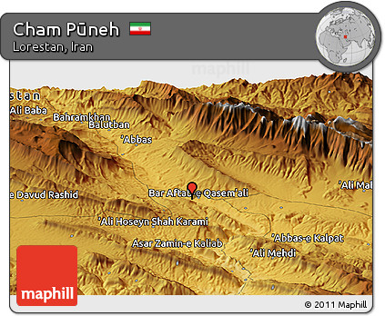 Physical Panoramic Map of Cham Pūneh