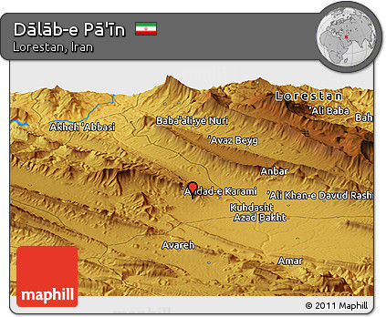 Physical Panoramic Map of Dālāb-e Pā'īn