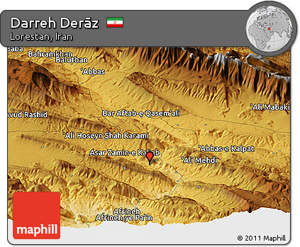 Physical Panoramic Map of Darreh Derāz