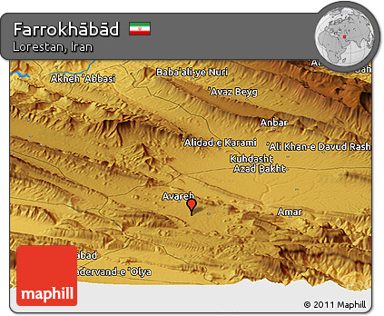 Physical Panoramic Map of Farrokhābād