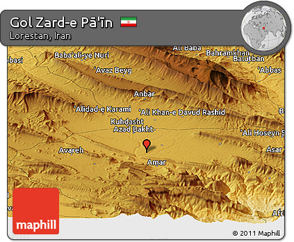 Physical Panoramic Map of Gol Zard-e Pā'īn