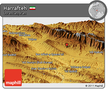 Physical Panoramic Map of Harrafteh