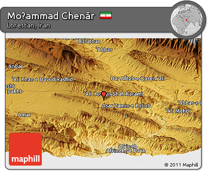 Physical Panoramic Map of Moḩammad Chenār