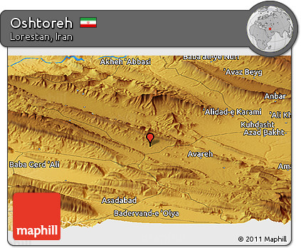 Physical Panoramic Map of Oshtoreh