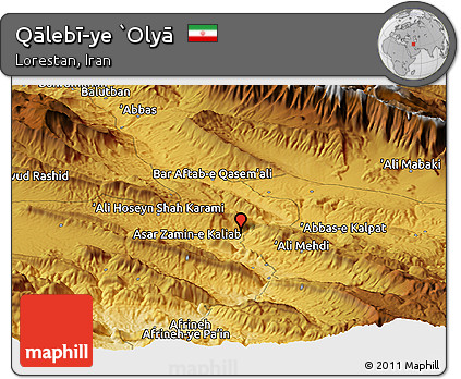 Physical Panoramic Map of Qālebī-ye `Olyā