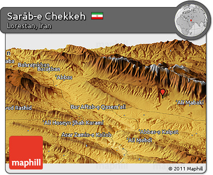 Physical Panoramic Map of Sarāb-e Chekkeh