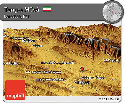 Physical Panoramic Map of Tang-e Mūsá