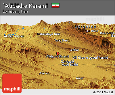 Physical Panoramic Map of `Alīdād-e Karamī
