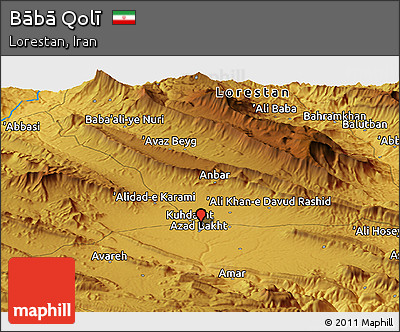 Physical Panoramic Map of Bābā Qolī