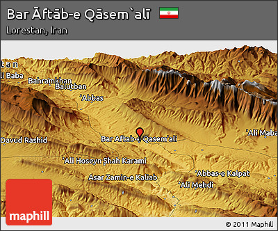 Physical Panoramic Map of Bar Āftāb-e Qāsem`alī