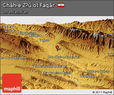 Physical Panoramic Map of Chāh-e Z̄ū Ol Faqār