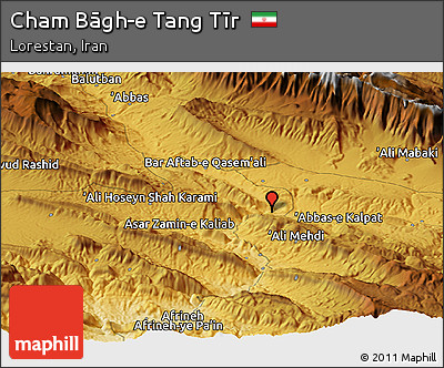Physical Panoramic Map of Cham Bāgh-e Tang Tīr
