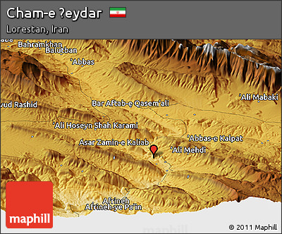 Physical Panoramic Map of Cham-e Ḩeydar