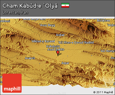 Physical Panoramic Map of Cham Kabūd-e `Olyā