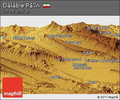 Physical Panoramic Map of Dālāb-e Pā'īn