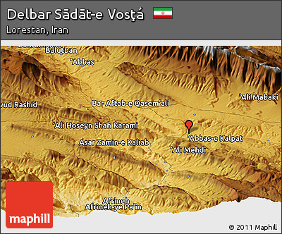 Physical Panoramic Map of Delbar Sādāt-e Vosţá