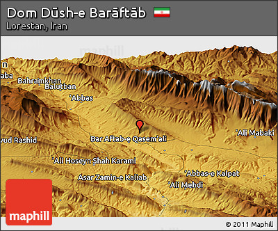 Physical Panoramic Map of Dom Dūsh-e Barāftāb