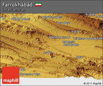 Physical Panoramic Map of Farrokhābād