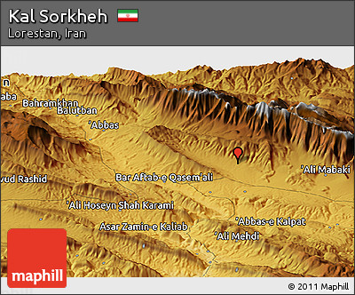 Physical Panoramic Map of Kal Sorkheh