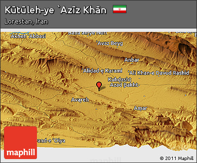 Physical Panoramic Map of Kūtūleh-ye `Azīz Khān