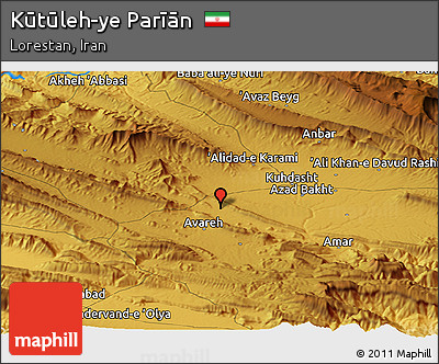 Physical Panoramic Map of Kūtūleh-ye Parīān