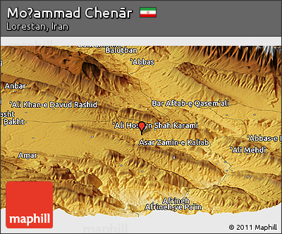 Physical Panoramic Map of Moḩammad Chenār