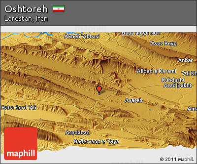 Physical Panoramic Map of Oshtoreh