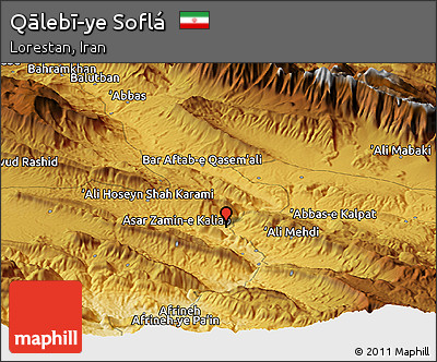 Physical Panoramic Map of Qālebī-ye Soflá
