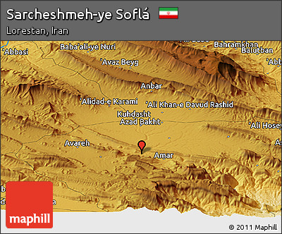 Physical Panoramic Map of Sarcheshmeh-ye Soflá