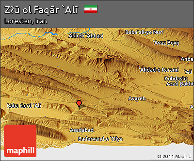 Physical Panoramic Map of Z̄ū Ol Faqār `Alī