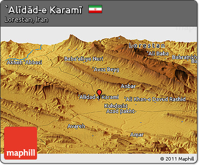 Physical Panoramic Map of `Alīdād-e Karamī