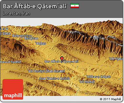 Physical Panoramic Map of Bar Āftāb-e Qāsem`alī