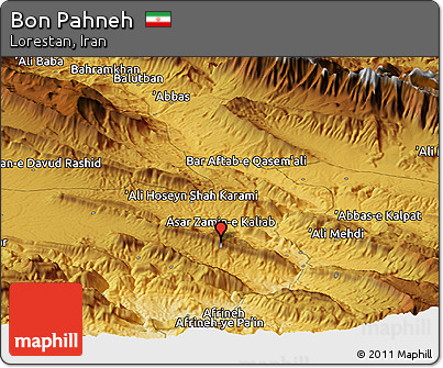 Physical Panoramic Map of Bon Pahneh