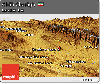 Physical Panoramic Map of Chāh Cherāgh