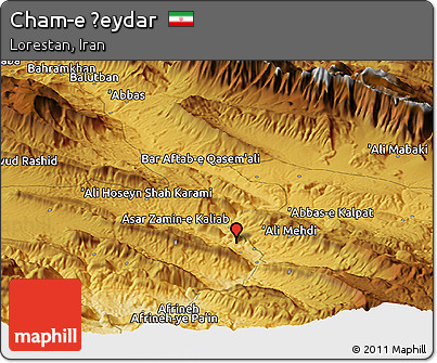 Physical Panoramic Map of Cham-e Ḩeydar