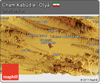 Physical Panoramic Map of Cham Kabūd-e `Olyā