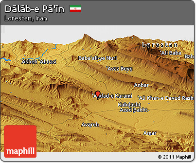 Physical Panoramic Map of Dālāb-e Pā'īn