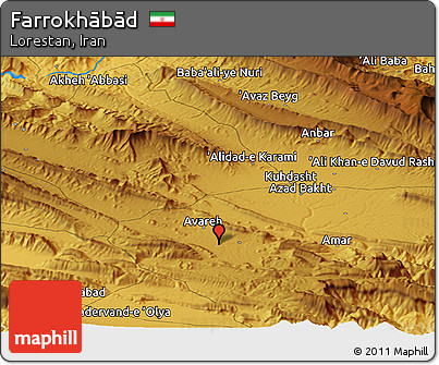 Physical Panoramic Map of Farrokhābād