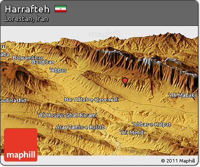 Physical Panoramic Map of Harrafteh