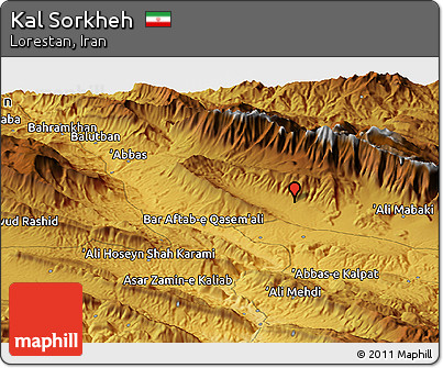 Physical Panoramic Map of Kal Sorkheh