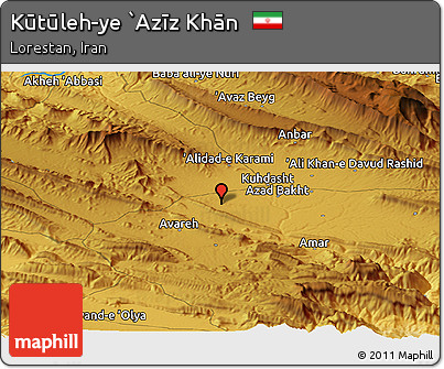 Physical Panoramic Map of Kūtūleh-ye `Azīz Khān